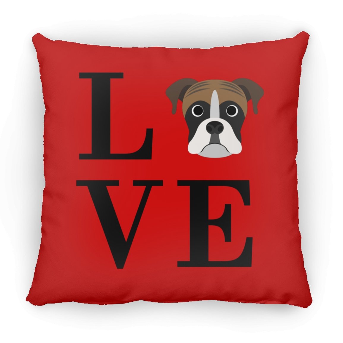 Boxer Love Indoor Throw Pillow - Cover With Pillow Insert 16.5" x 15.5" Red - Barky Things