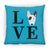 Bull Terrier Love Indoor Throw Pillow - Cover With Pillow Insert 16.5" x 15.5" Turquoise - Barky Things