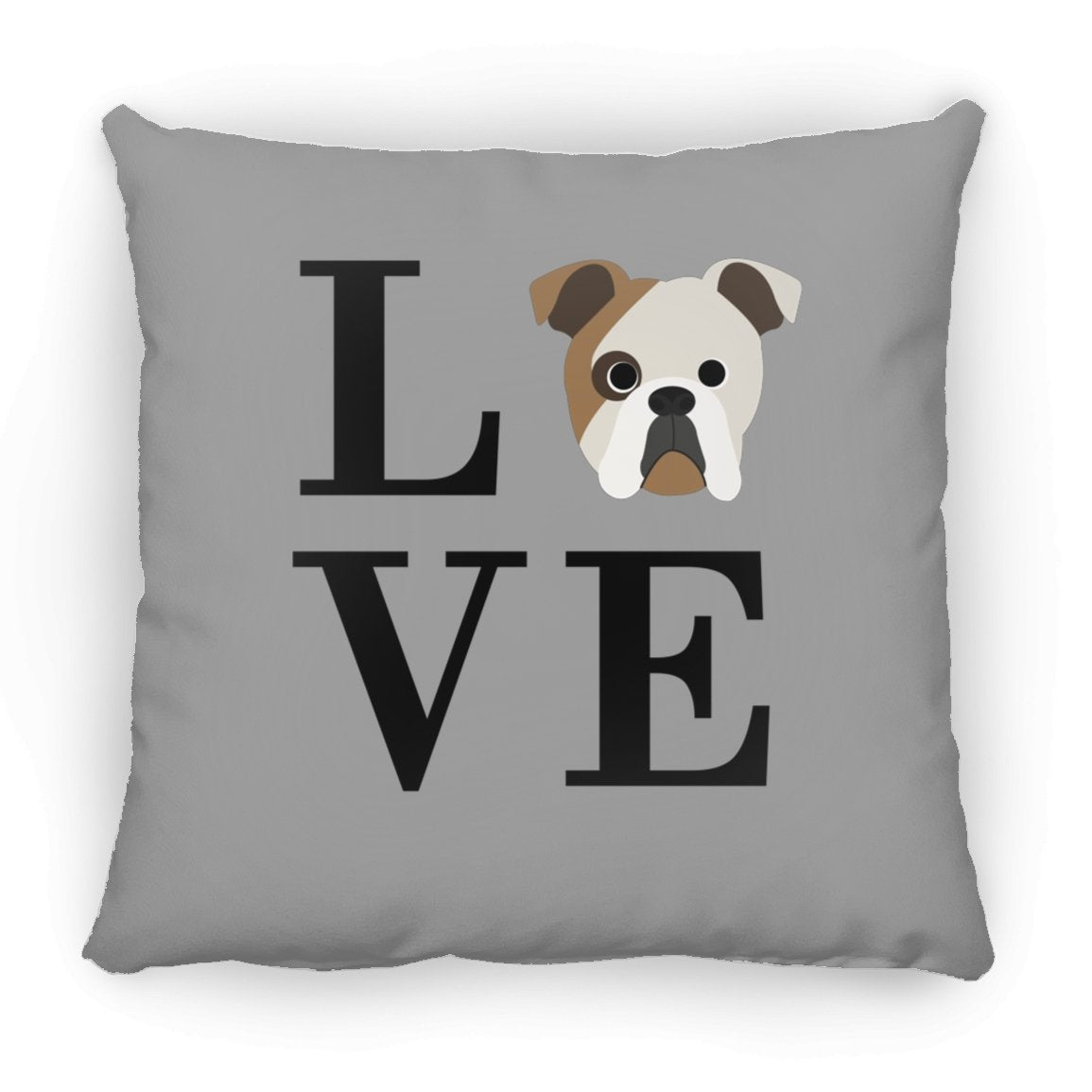 Bulldog Love Indoor Throw Pillow - Cover With Pillow Insert 16.5" x 15.5" Gray - Barky Things