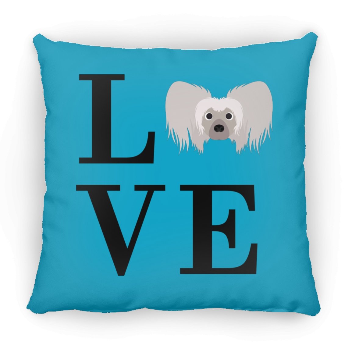 Chinese Crested Dog Love Indoor Throw Pillow - Cover With Pillow Insert 16.5" x 15.5" Turquoise - Barky Things