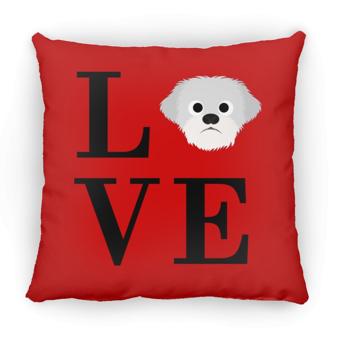 Coton de Tulear Love Indoor Throw Pillow - Cover With Pillow Insert 16.5" x 15.5" Red - Barky Things