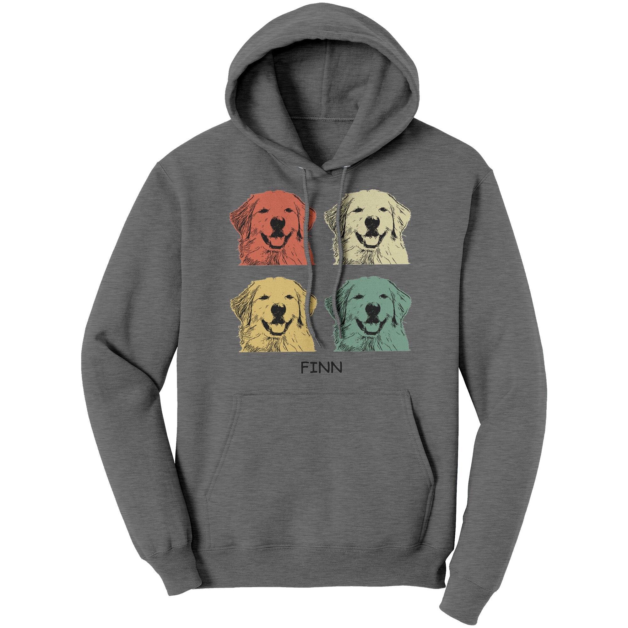 Custom Pullover Hoodie With Your Dog In Retro Colors Graphite Heather S - Barky Things