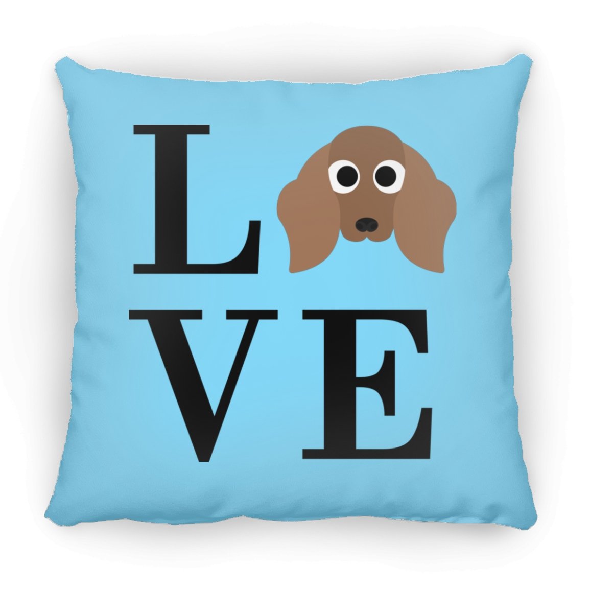 Dachshund Love Indoor Throw Pillow - Cover With Pillow Insert 16.5" x 15.5" Columbia Blue - Barky Things