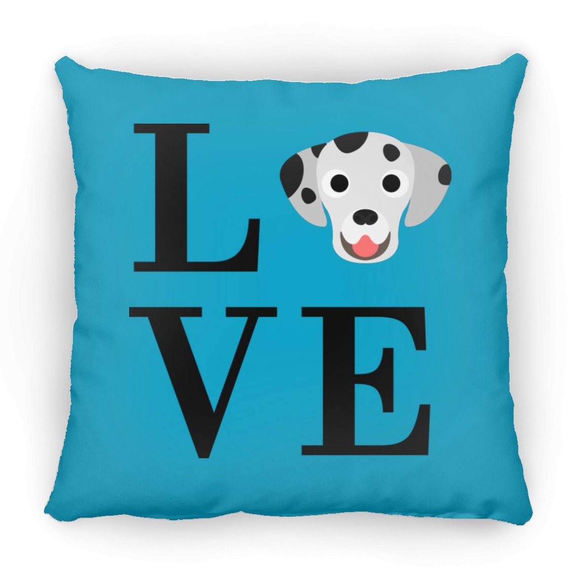 Dalmatian Love Indoor Throw Pillow - Cover With Pillow Insert 16.5" x 15.5" Turquoise - Barky Things