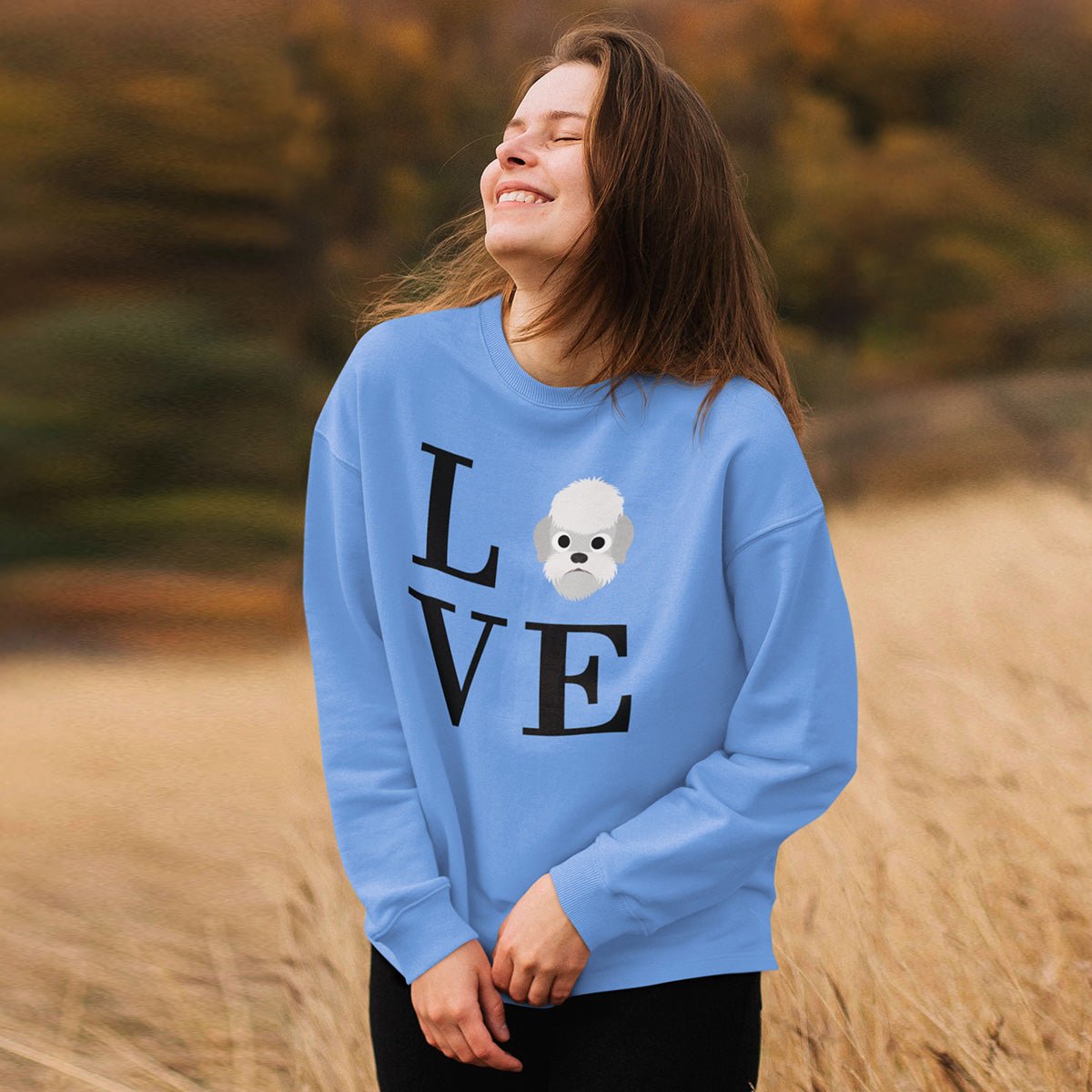 Dandie Dinmont Terrier LOVE Pullover Sweatshirt Carolina Blue S - Barky Things