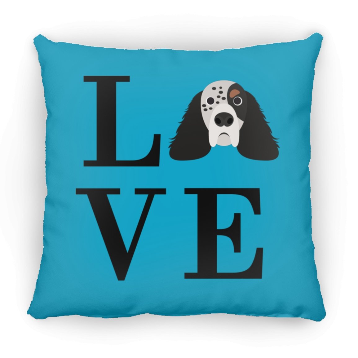 English Setter Love Indoor Throw Pillow - Cover With Pillow Insert 16.5" x 15.5" Turquoise - Barky Things