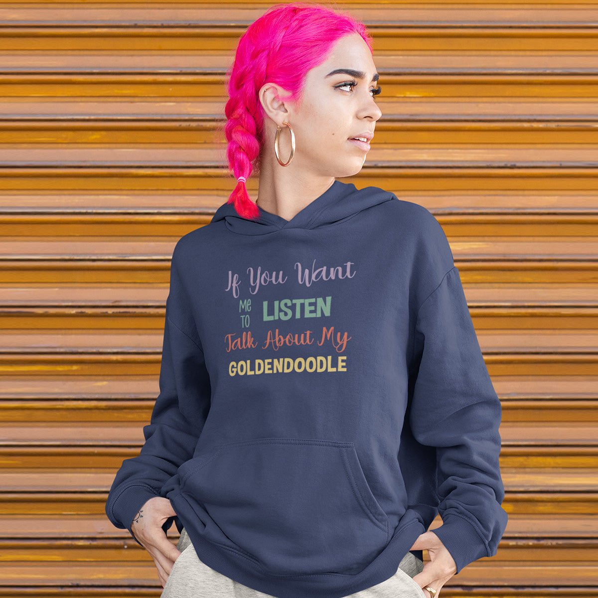 If You Want Me To Listen Talk About My Goldendoodle Hoodie Unisex Hoodie Navy S - Barky Things