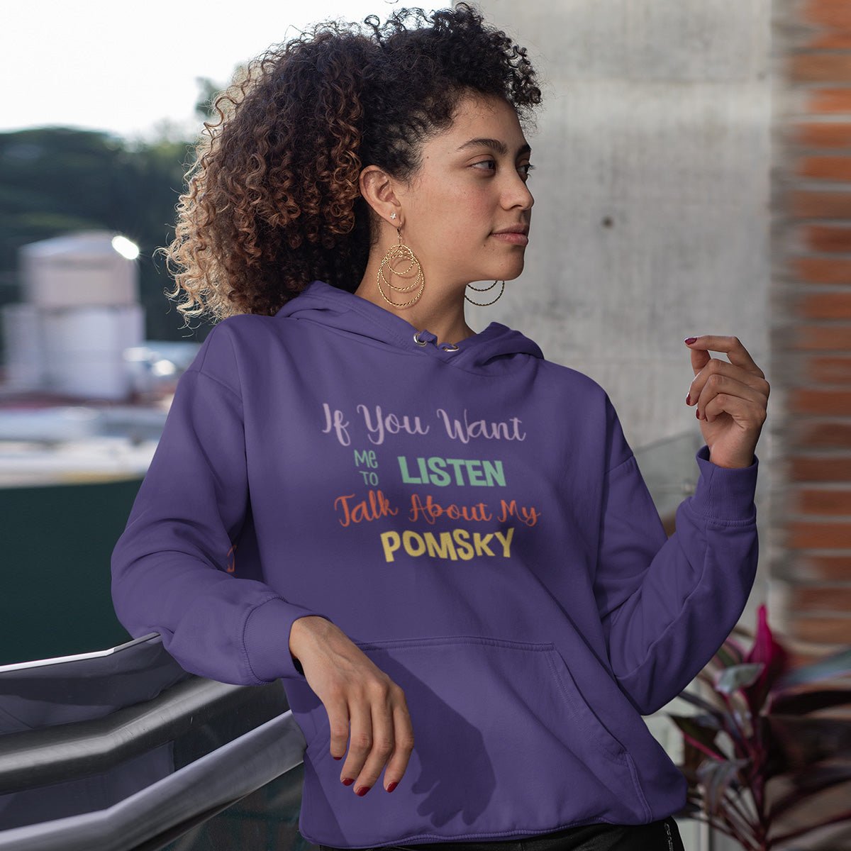 If You Want Me To Listen Talk About My Pomsky Hoodie Unisex Hoodie Purple S - Barky Things