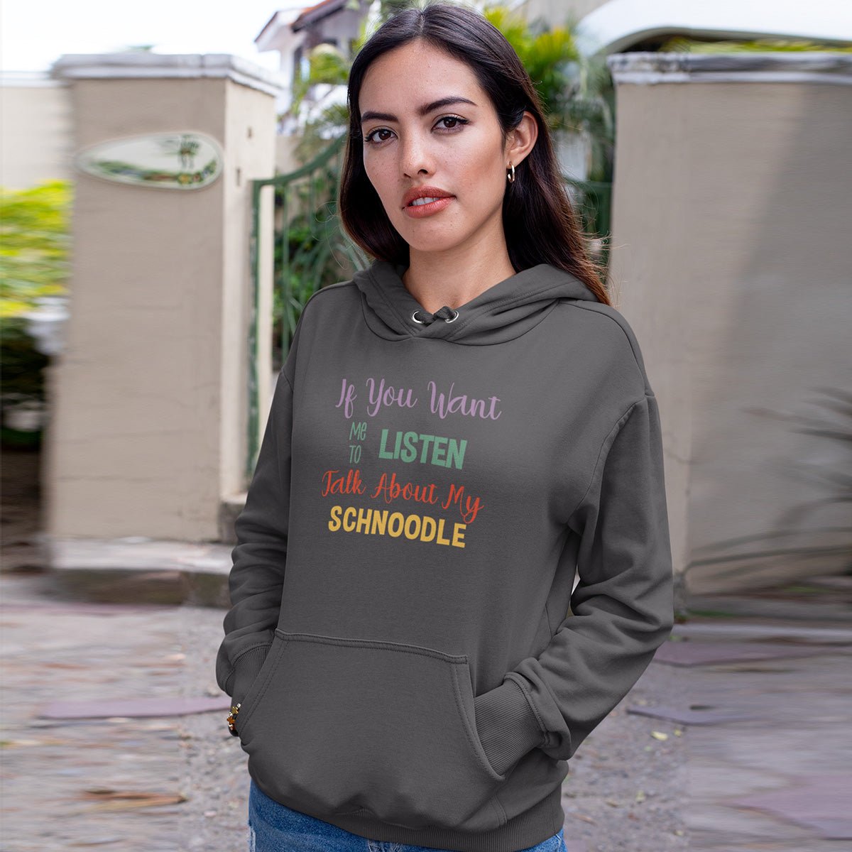 If You Want Me To Listen Talk About My Schnoodle Hoodie Unisex Hoodie Charcoal S - Barky Things