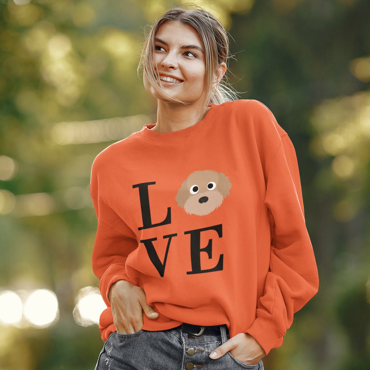 Labradoodle LOVE Pullover Sweatshirt Orange S - Barky Things