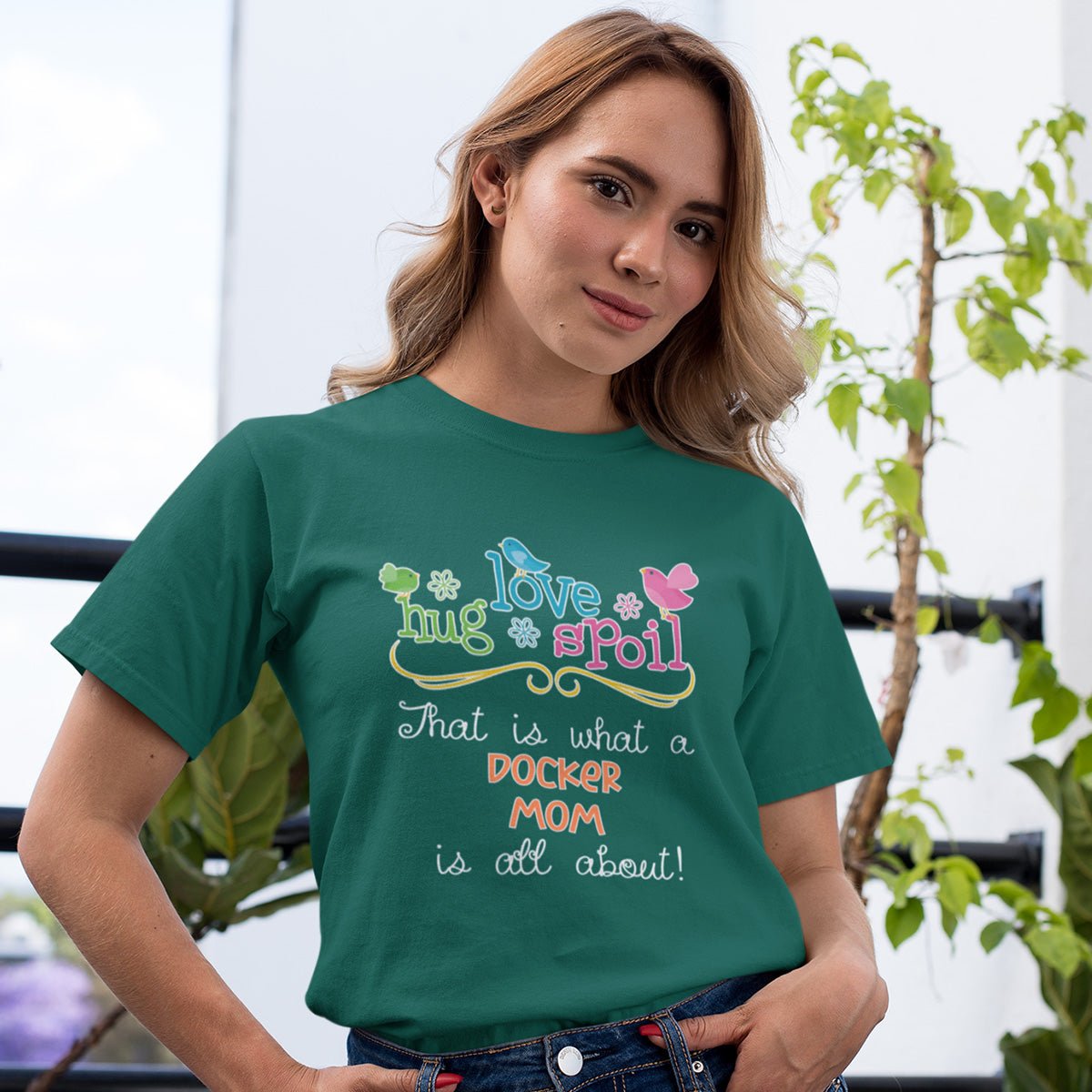 Love Hug Spoil - Docker Mom T-Shirt District Unisex Shirt Dark Green S - Barky Things