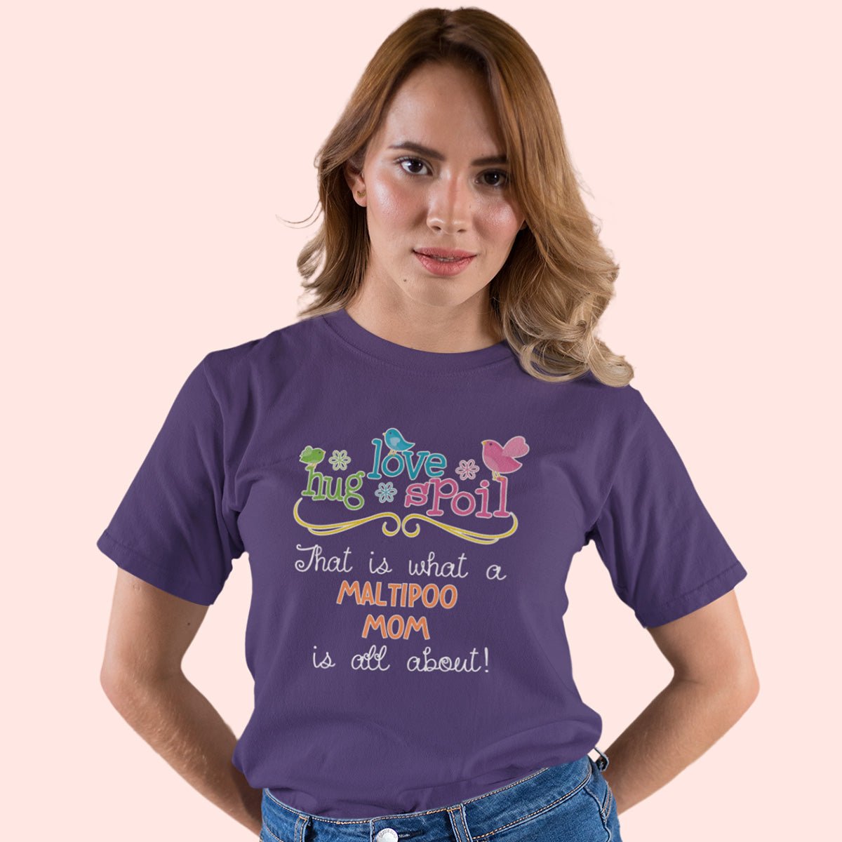 Love Hug Spoil - Maltipoo Mom T-Shirt Purple S - Barky Things