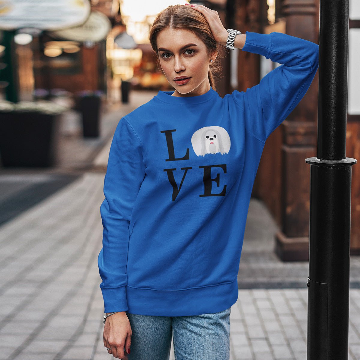 Maltese LOVE Pullover Sweatshirt Royal S - Barky Things