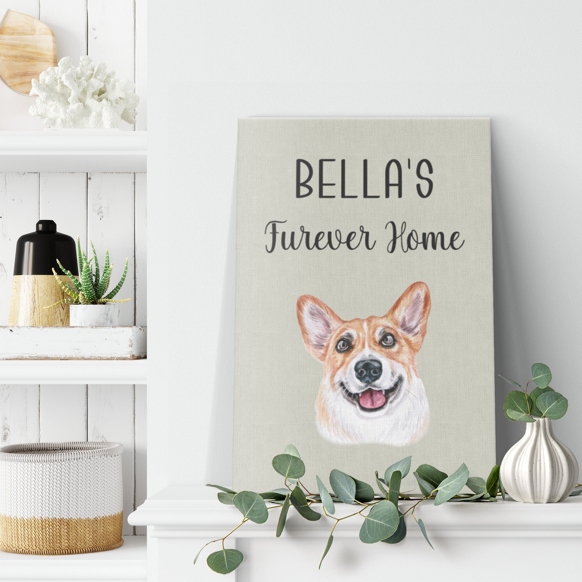 Personalized Dog Canvas Wall Art Furever Home 8x12 0.75" Sage - Barky Things