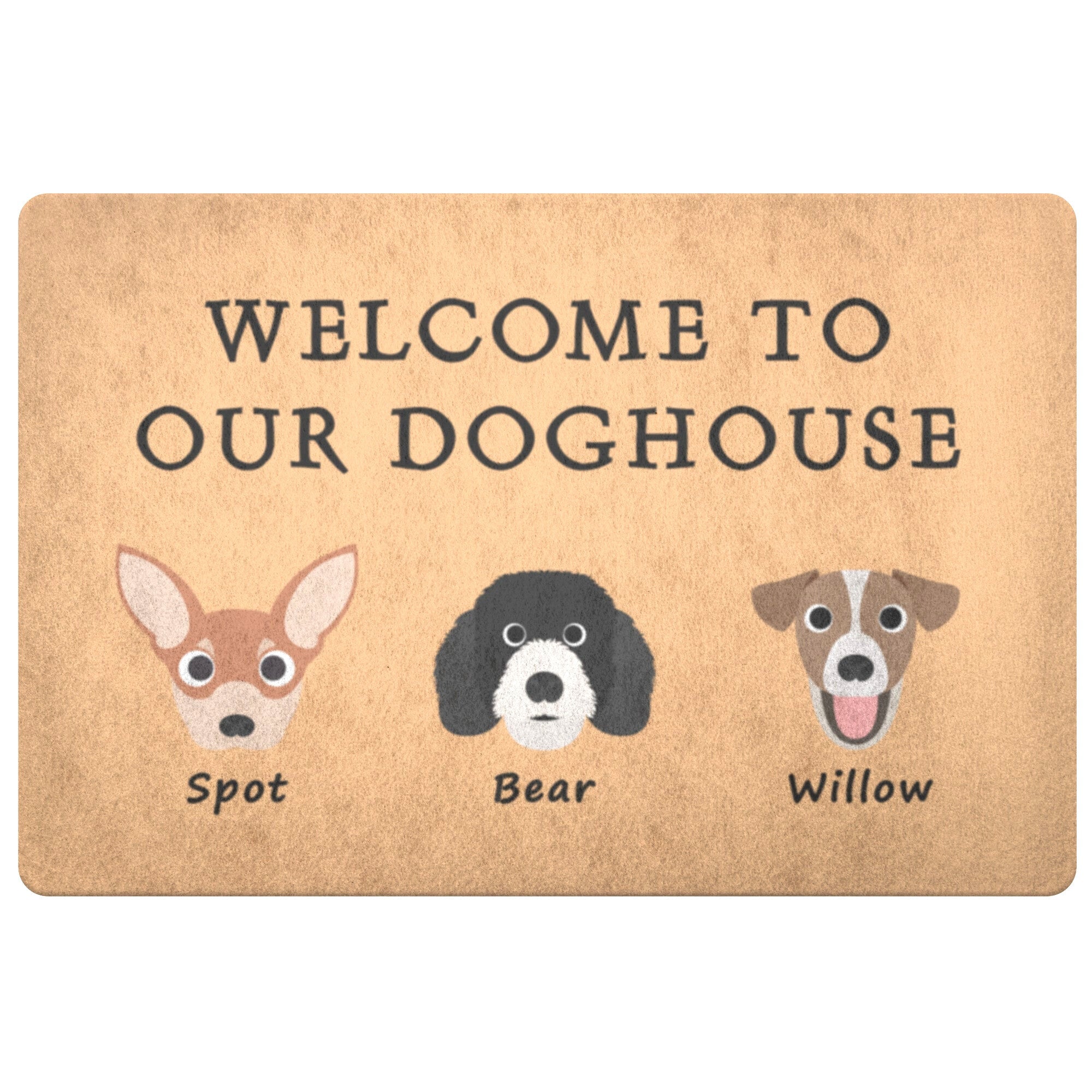 Personalized Doormat Welcome To Our Doghouse With Up To 4 Dogs - Barky Things