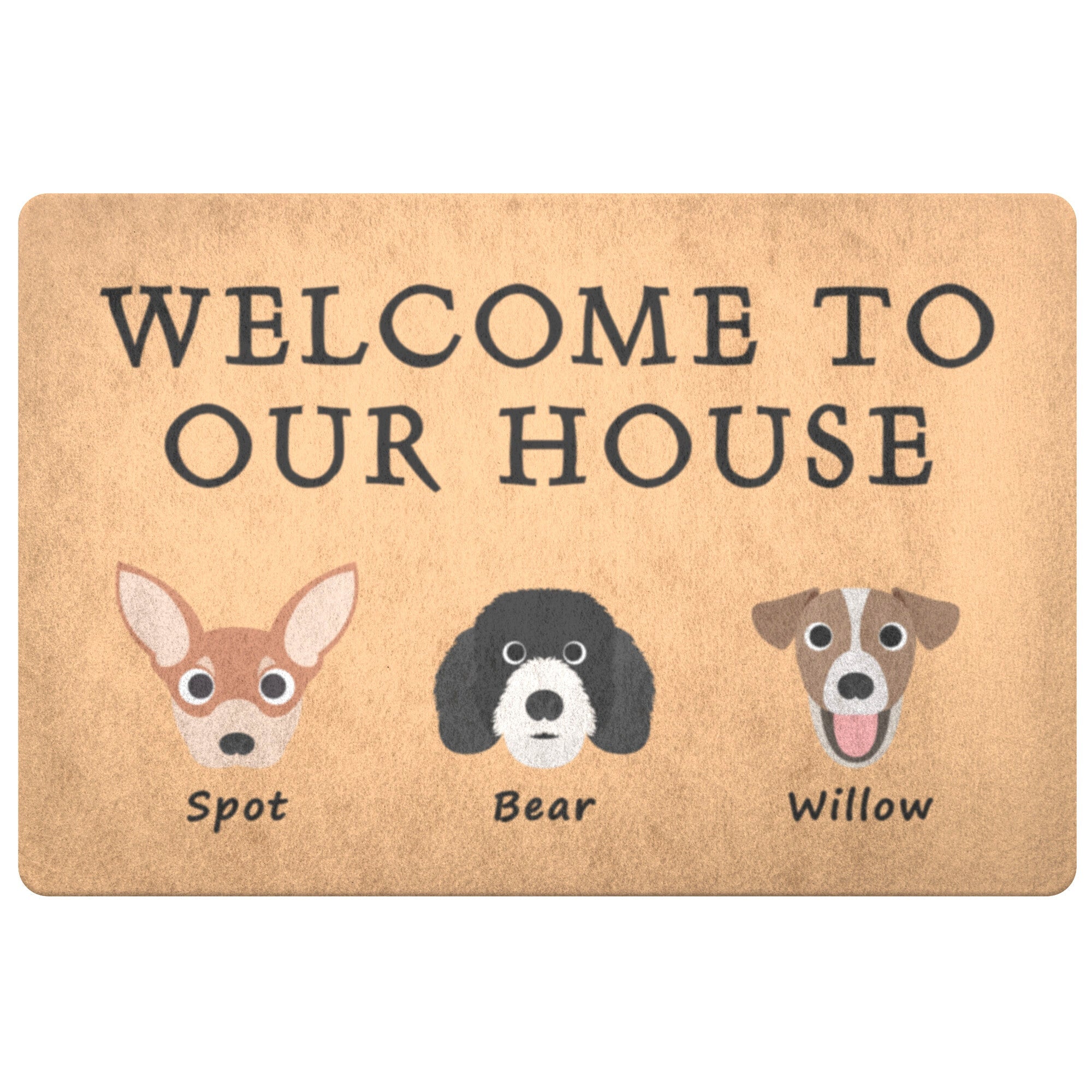 Personalized Doormat With Up To 4 Dogs Welcome To Our House - Barky Things