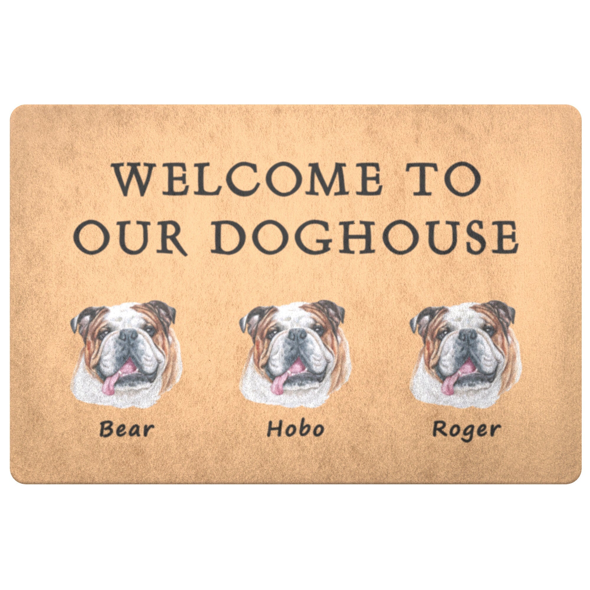 Personalized Welcome Doormat For Indoors With Up To 4 Dogs Custom Artwork - Barky Things