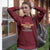 Pullover Crewneck Sweatshirt Never Underestimate A Woman With A Dachshund Maroon S - Barky Things