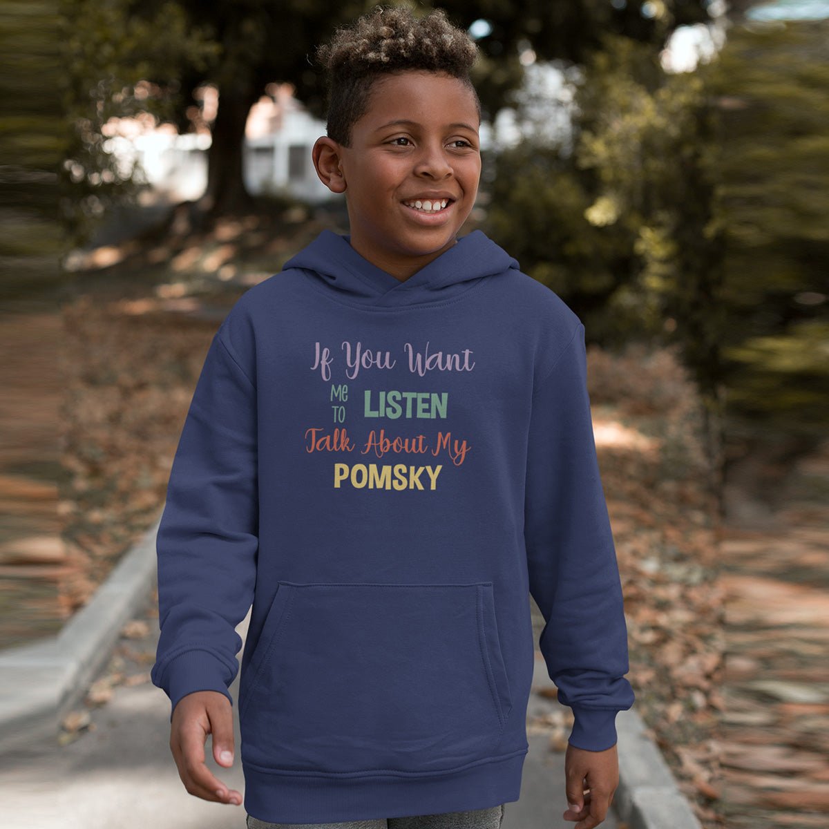 Pullover Hoodie For Kids If You Want Me To Listen Talk About My Pomsky Youth Hoodie Navy XS - Barky Things