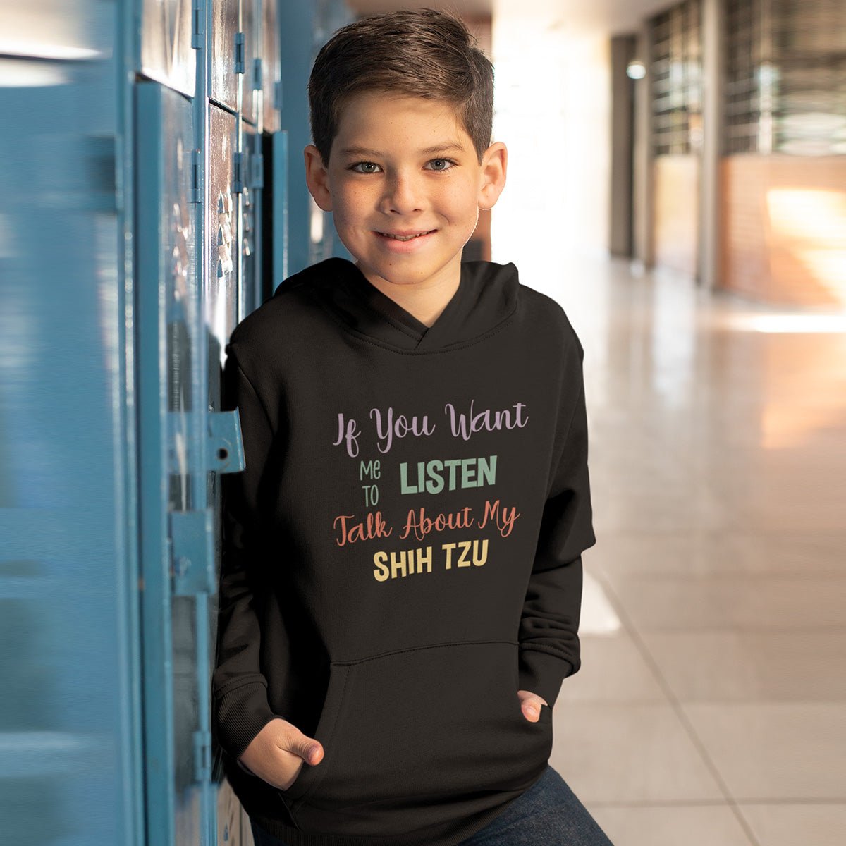 Pullover Hoodie For Kids If You Want Me To Listen Talk About My Shih Tzu Black XS - Barky Things