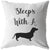 Sleeps With A Dachshund Throw Pillow or Pillow Cover Stuffed & Sewn 16 x 16 - Barky Things