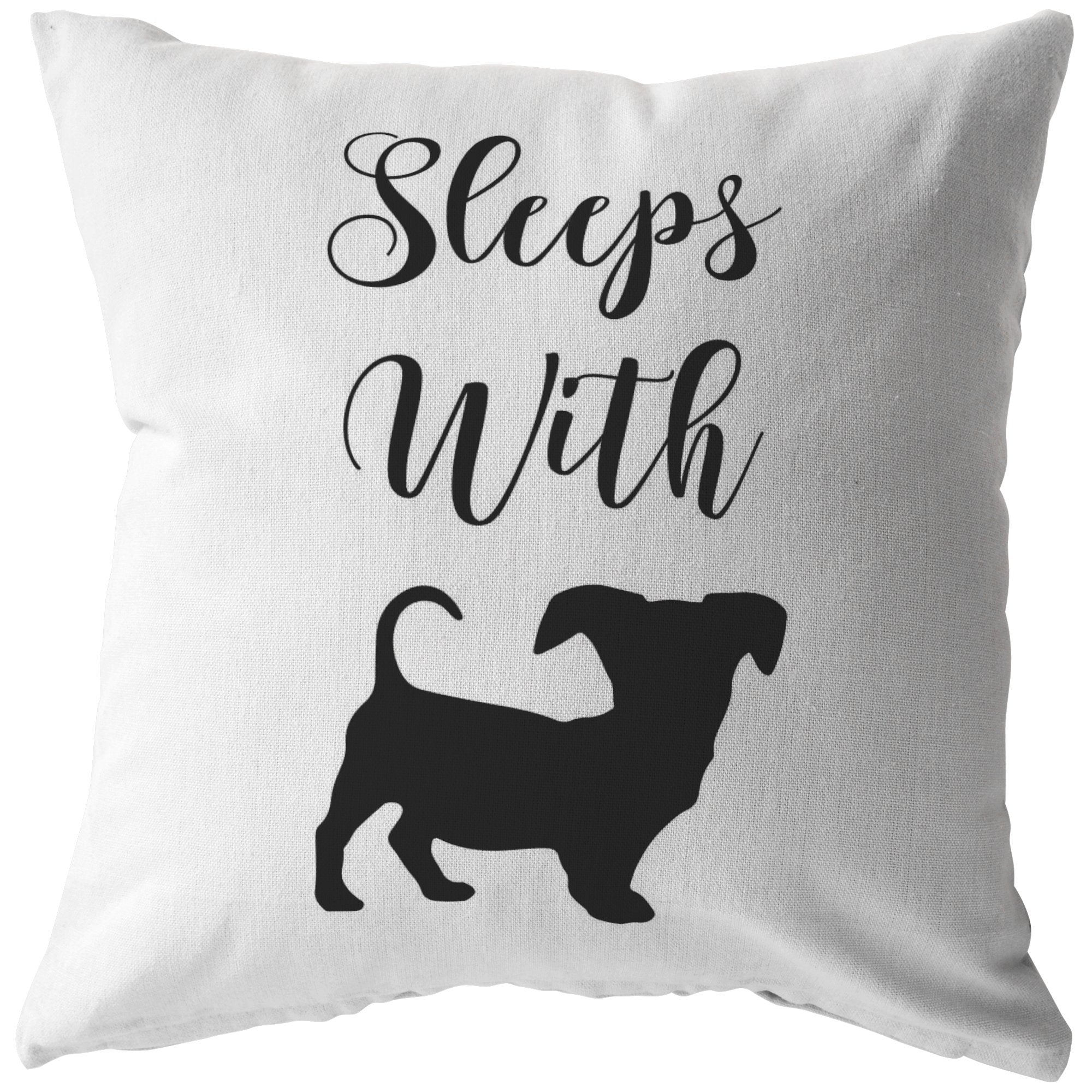 Sleeps With Chiweenie Throw Pillow or Pillow Cover Stuffed & Sewn 16 x 16 - Barky Things