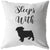 Sleeps With Pugs Throw Pillow or Pillow Cover Stuffed & Sewn 16 x 16 - Barky Things