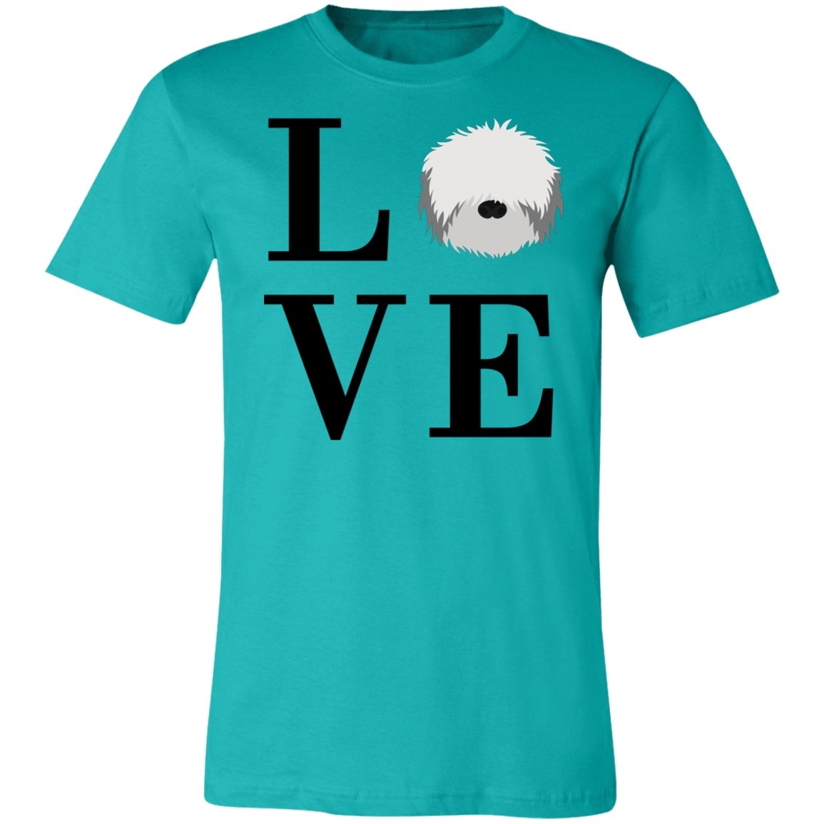 Women's LOVE Bearded Collie Short Sleeve T-Shirt Teal X-Small - Barky Things