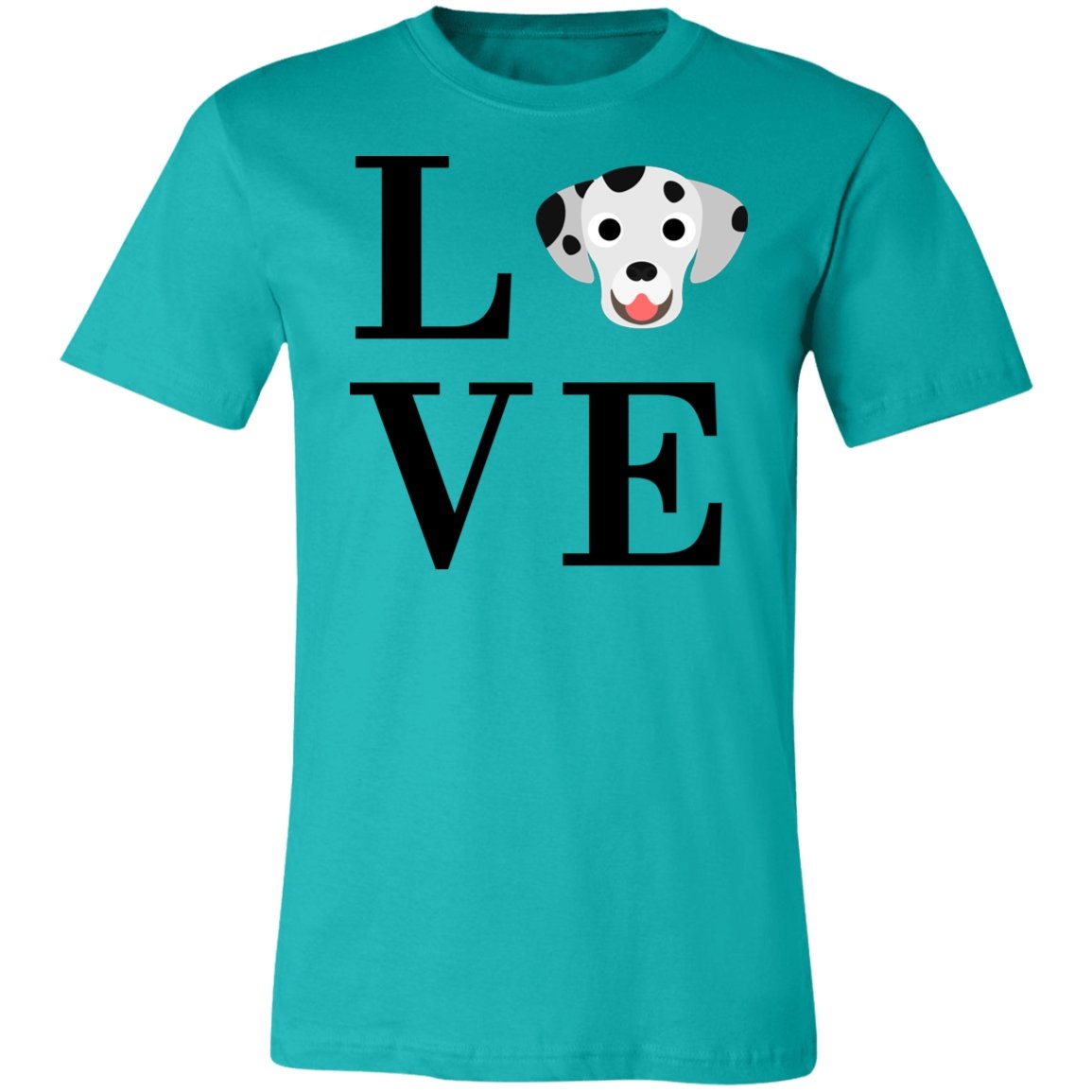 Women's LOVE Dalmatian Short Sleeve T-Shirt Teal X-Small - Barky Things