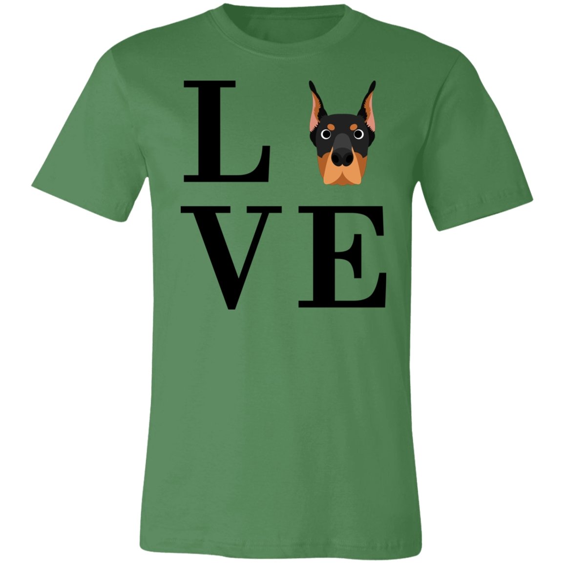 Women's LOVE Doberman Short Sleeve T-Shirt Leaf X-Small - Barky Things