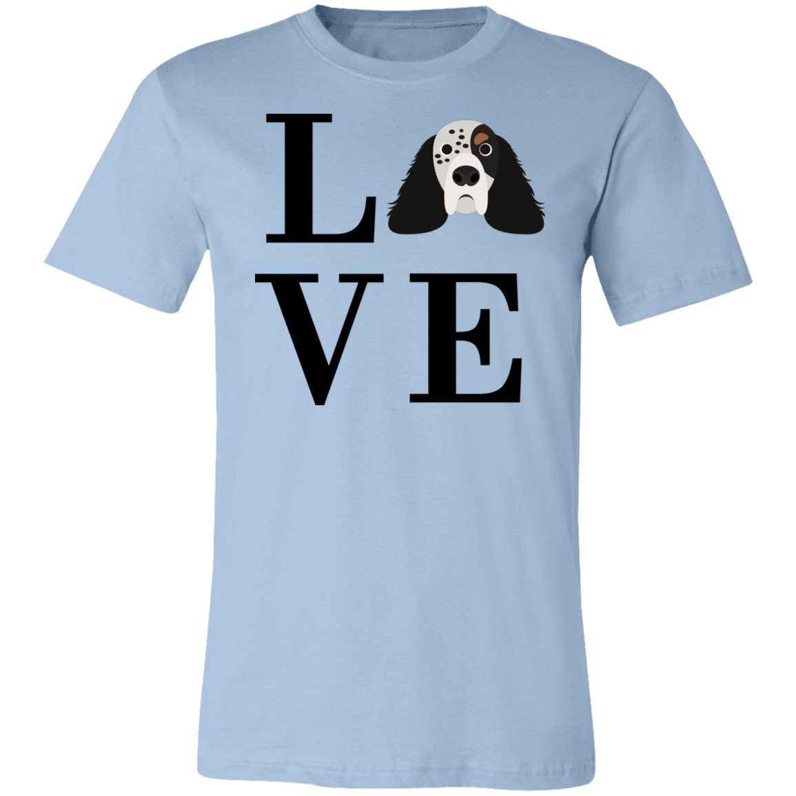 Women's LOVE English Setter Short Sleeve T-Shirt Light Blue X-Small - Barky Things