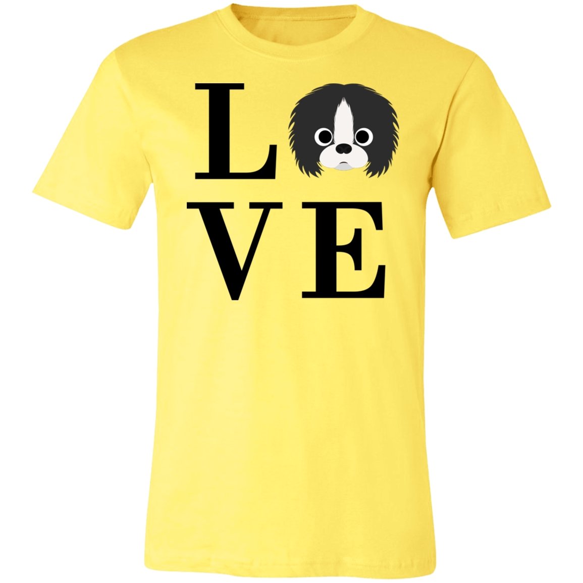 Women's LOVE Japanese Chin Short Sleeve T-Shirt Yellow X-Small - Barky Things