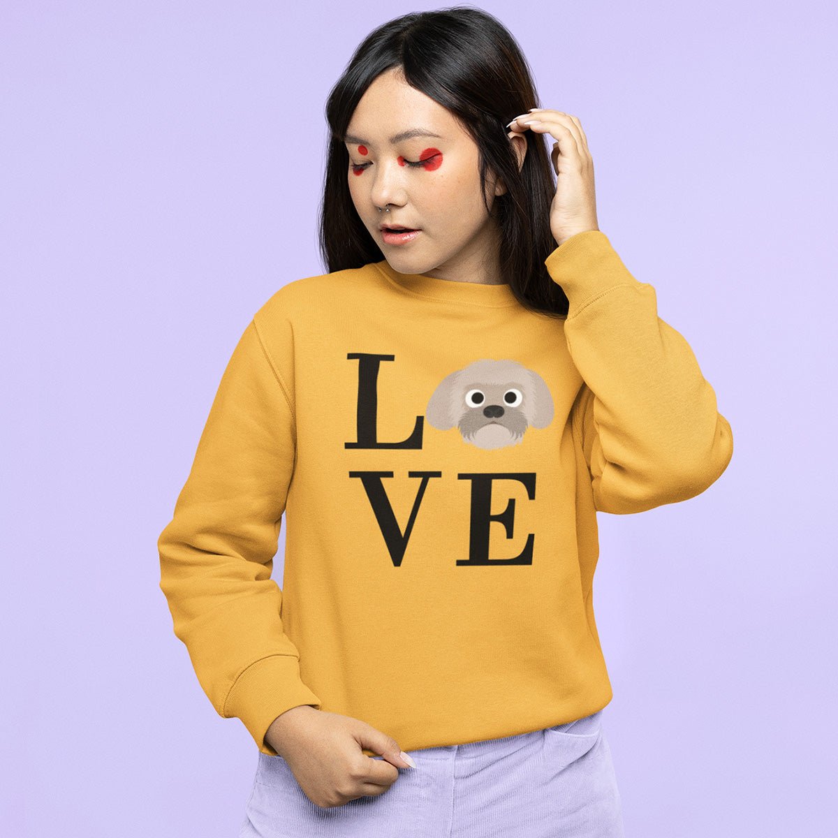 Women's Shih Tzu LOVE Sweatshirt Gold S - Barky Things